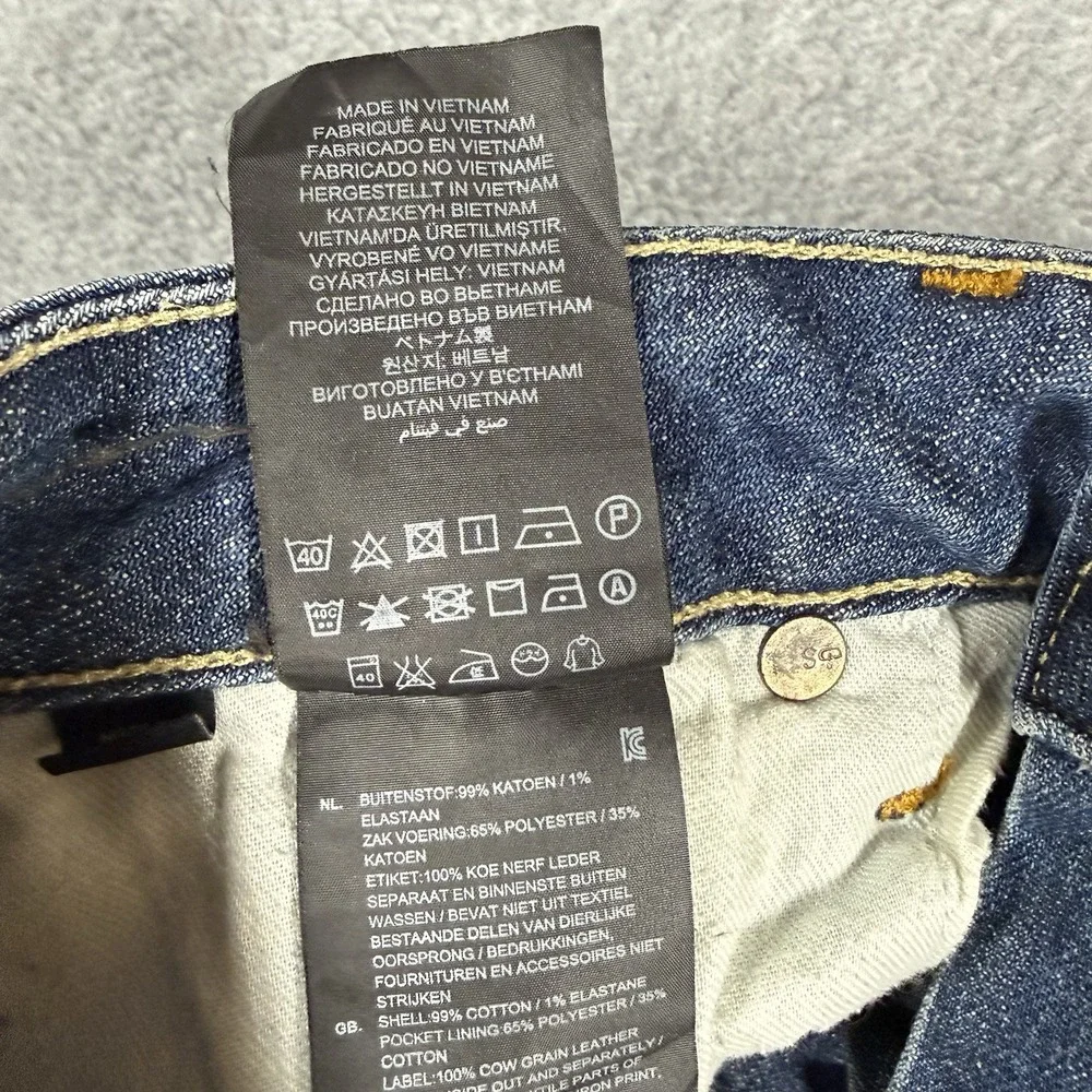 G Star RAW Jeans Men 33x32 Blue‎ 3301 Slim CRAZY WASH Stretch Denim Aged Look